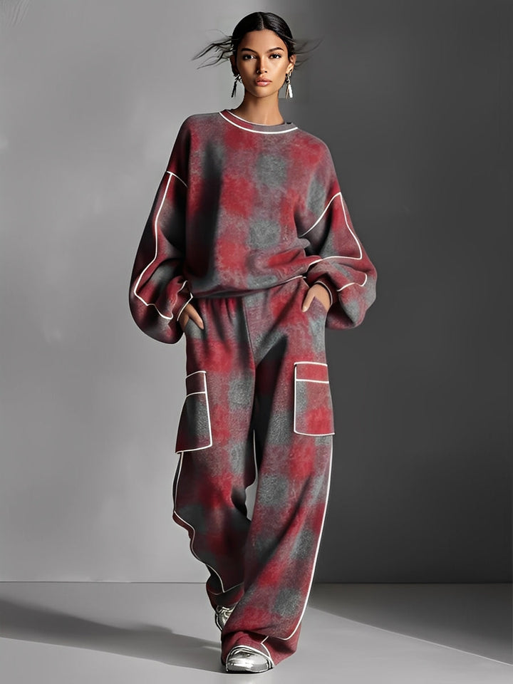 Cara | Street Style Color-Blocked Piping Pantsuit Set