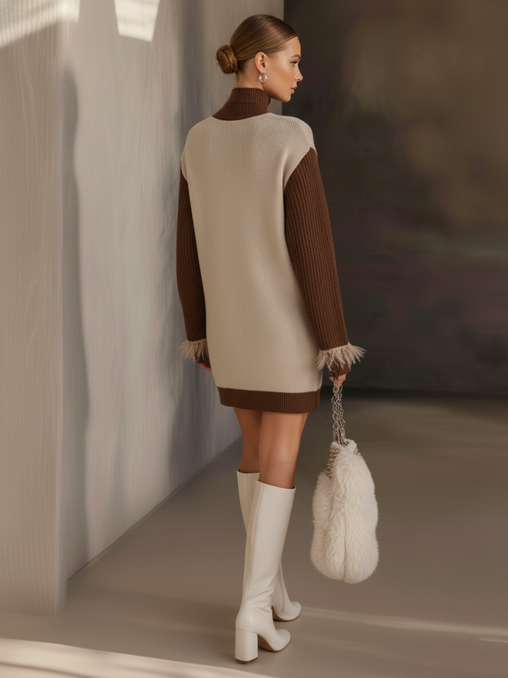 Marla | Turtleneck Long Sleeve Knitted Mini Dress