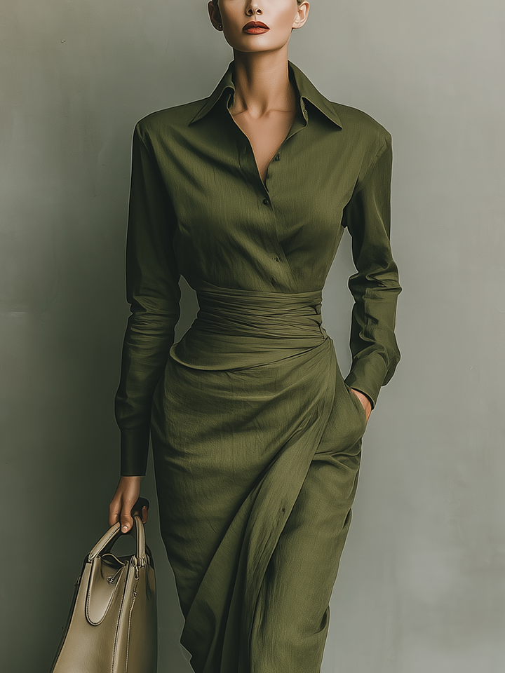 Natalie | Green Cotton Blended Maxi Dress