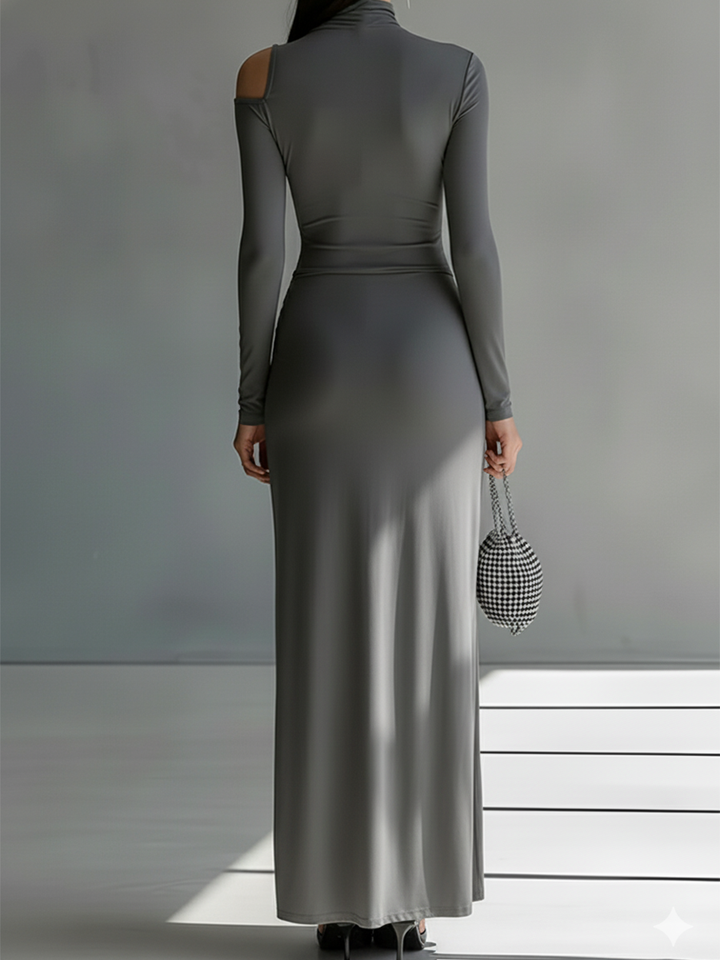 Carola | Sophisticated Ruched Detail Cut-Out Maxi Dress