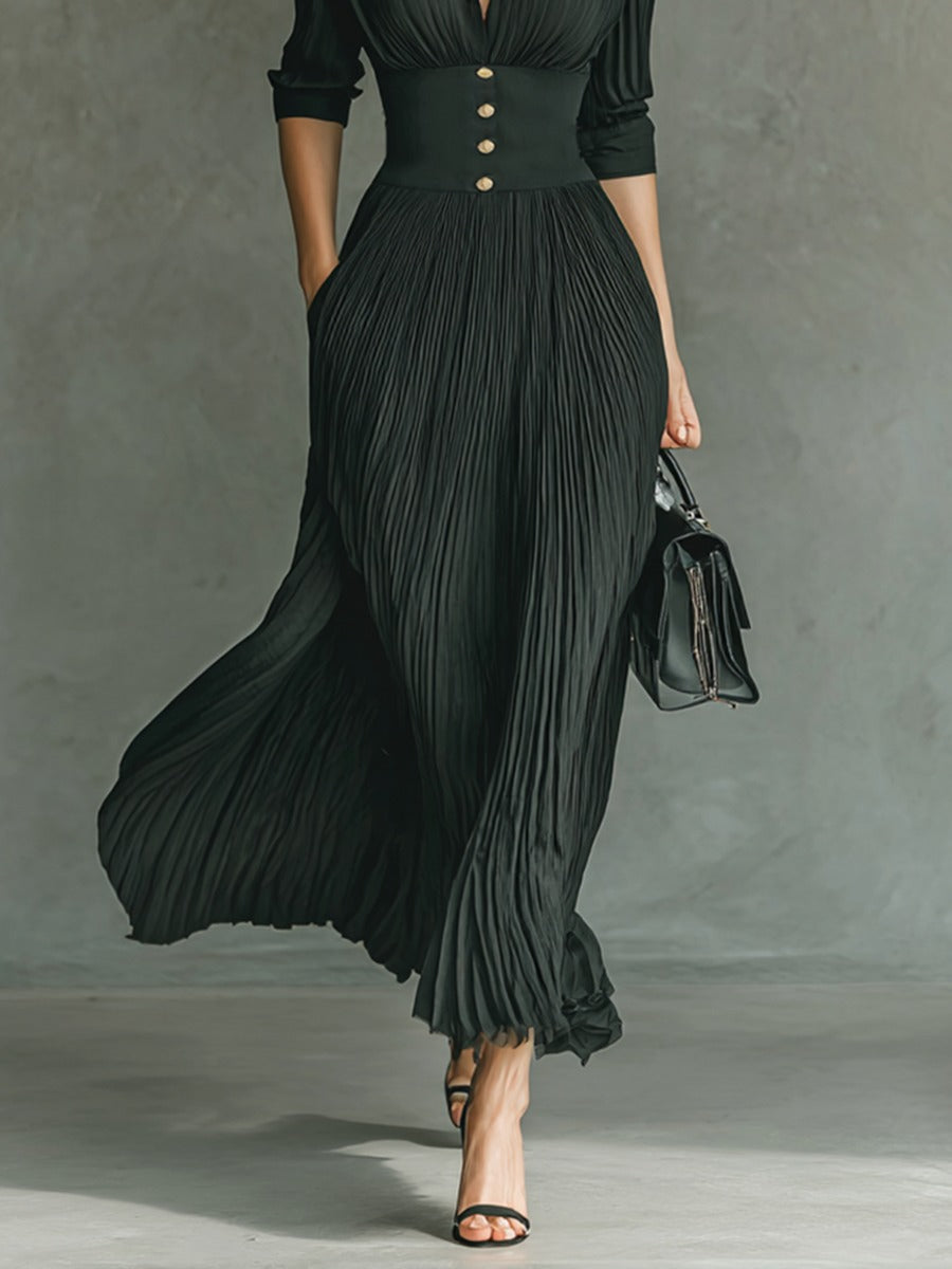 Christina | Long Pleated Dress