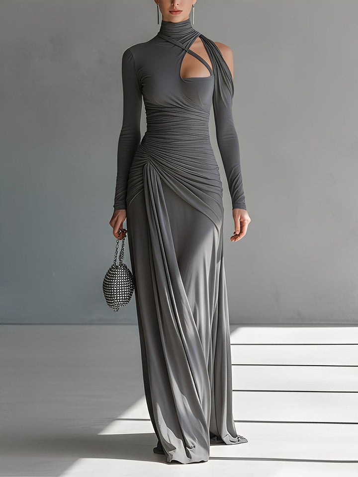 Carola | Sophisticated Ruched Detail Cut-Out Maxi Dress