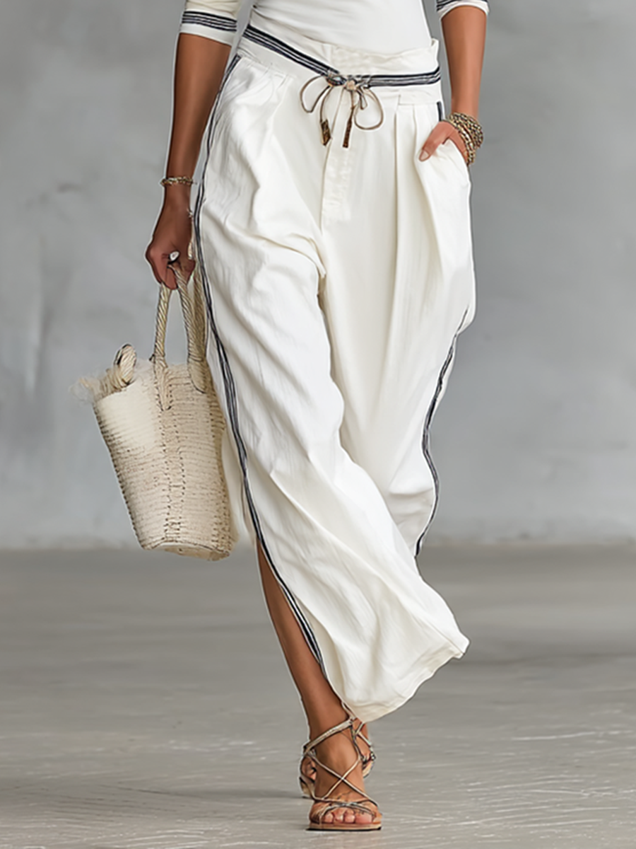 Carole | T-shirt Drawstring Wide-leg Pants Two-piece Set