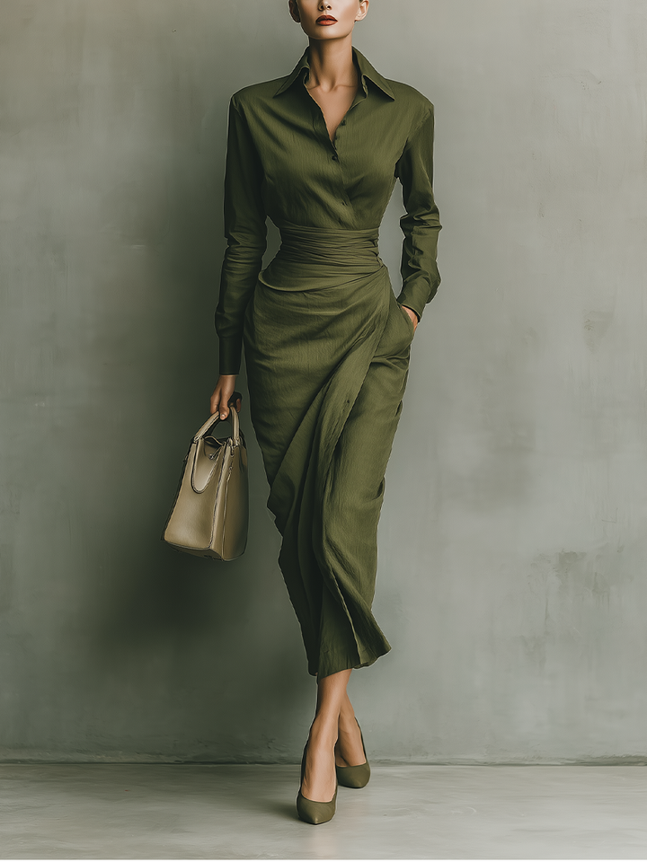 Natalie | Green Cotton Blended Maxi Dress
