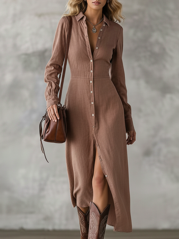 Gaby | Button-down Long-sleeved Maxi Dress