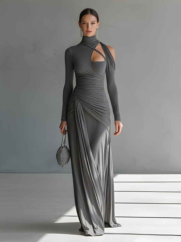 Carola | Sophisticated Ruched Detail Cut-Out Maxi Dress
