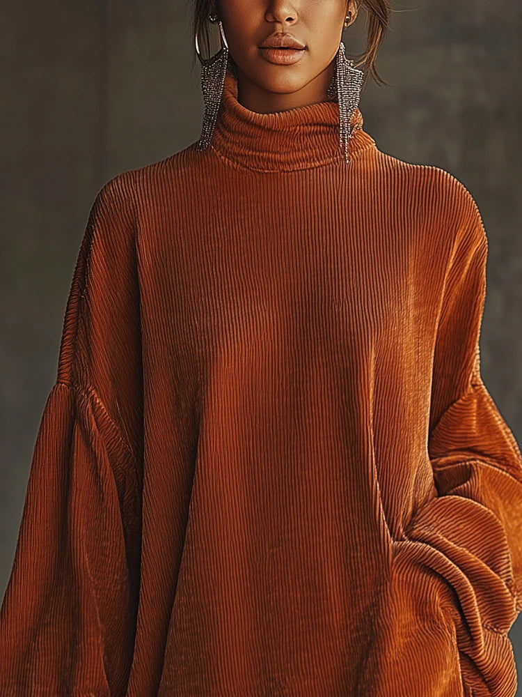 Maddie | loose tassel hem high collar dress