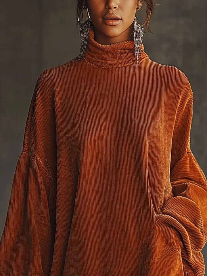 Maddie | loose tassel hem high collar dress