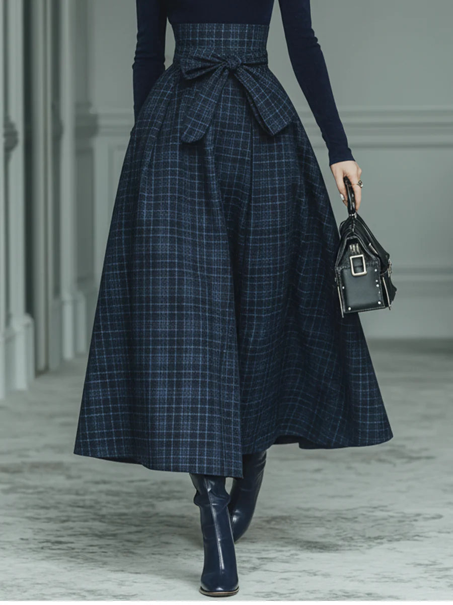 Eveloise | turtleneck stretch top and plaid skirt set