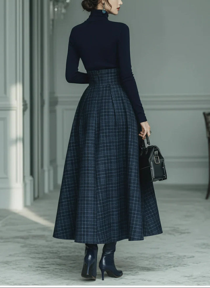 Eveloise | turtleneck stretch top and plaid skirt set