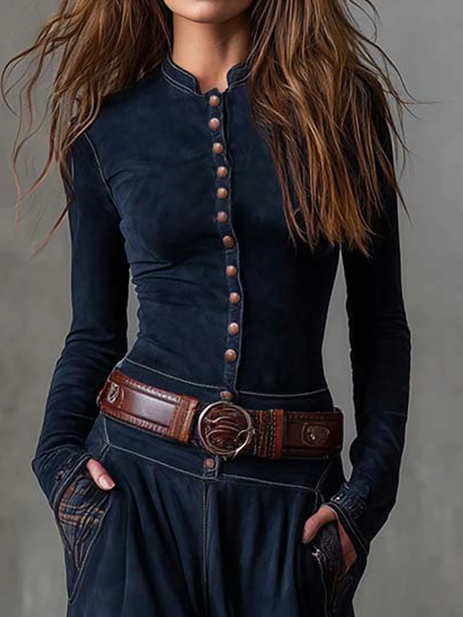 Elle | Vintage Suede Maxi Dress (With Belt)