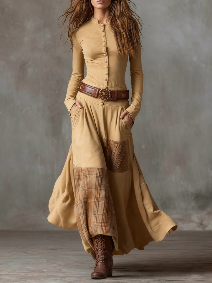 Diana | Vintage Suede Maxi Dress (With Belt)