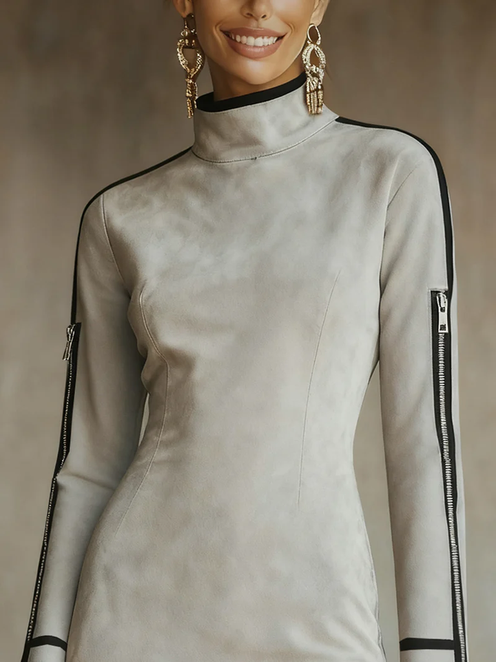 Violetta | High-neck Zip-up Mini Dress