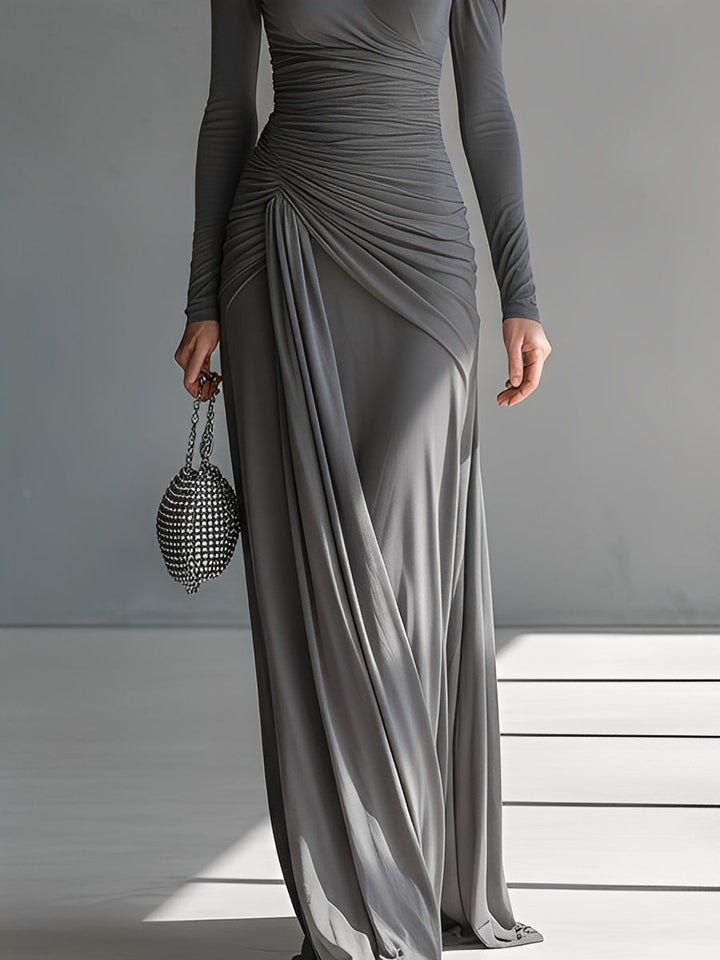 Carola | Sophisticated Ruched Detail Cut-Out Maxi Dress