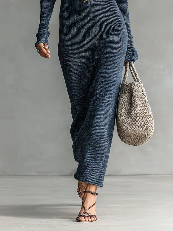 Tracy | Slim-fit Hooded Knitted Maxi Dress