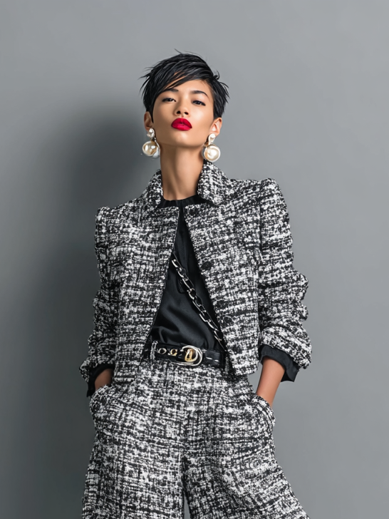 Brenda | Single-Breasted Cropped Jacket And Wide-Leg Pants Set